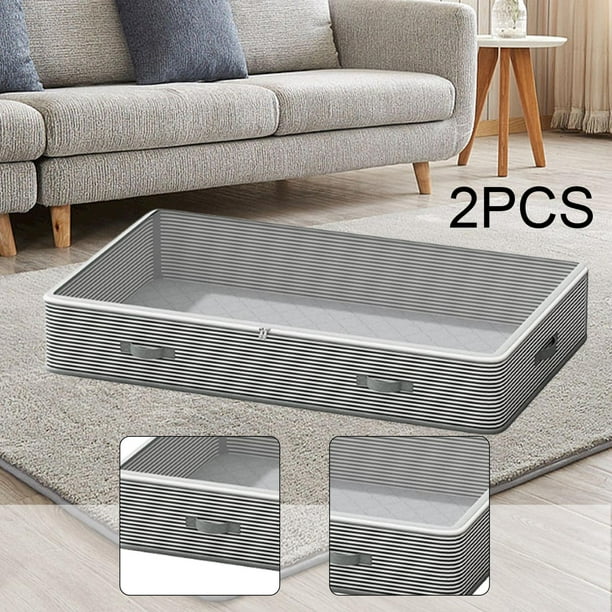 Contenedor de almacenamiento bajo para debajo de la cama, de perfil bajo, de 30 l, con asas y cremallera, para edredones, sábanas y ropa de cama. 2 piezas