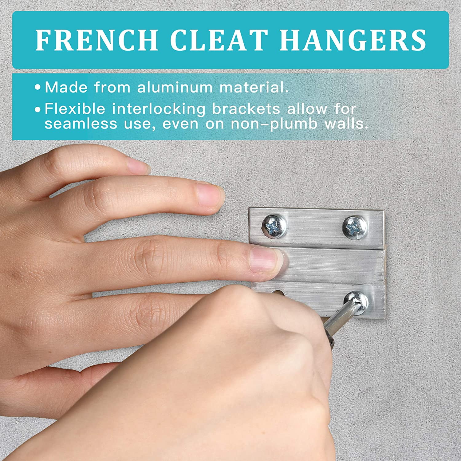 Buy French Cleat Hanger, 2 Aluminum Z Clips Interlocking Wall Mounting