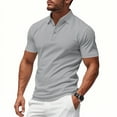 thumbnail image 2 of FRSASU Golf Shirts for Men Summer Polo Uniform Fashion Casual Button Lapel Short Sleeve Top Gray L, 2 of 9