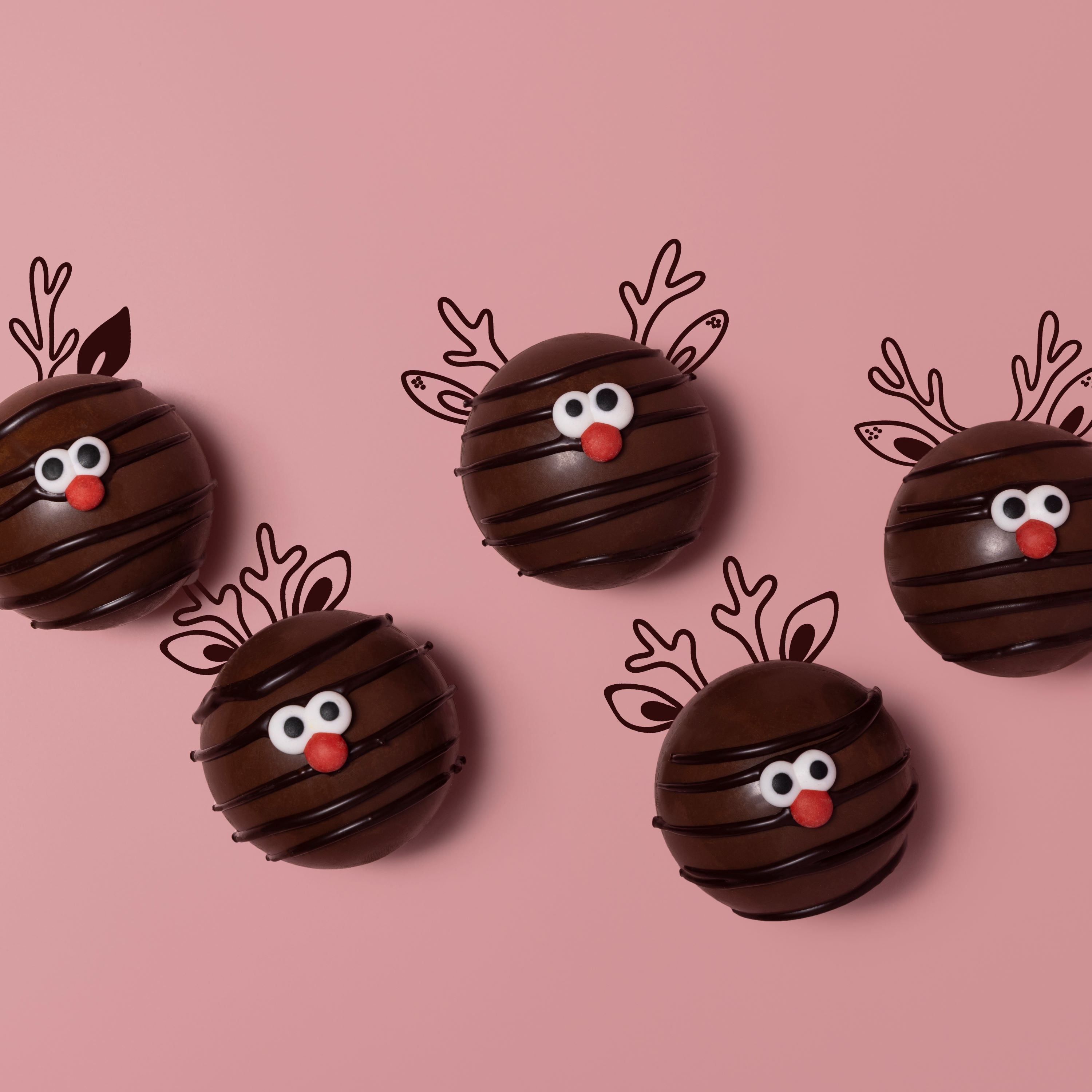 (2 pack) Maud Borup Milk Chocolate Reindeer Hot Cocoa Bomb with Mini Marshmallows,1.2 oz, Seasonal Holiday Treat & Gift