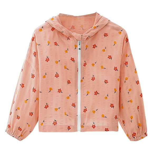 Manteaux pour Filles, Manteaux Coupe-Vent anti-UV pour Tout-Petits Garçons Filles à Imprimé Dessin Animé avec Capuchon et Fermeture Éclair, Manteaux pour Filles (Couleur : Rouge, Taille : 8-10 Ans)
