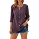 thumbnail image 4 of Craaazy Women's Casual V Neck Blouse, Solid Color 3/4 Sleeve Lace Detail Top, Loose Fit Comfy Button Down Shirt for Daily Wear Gifts, 4 of 7