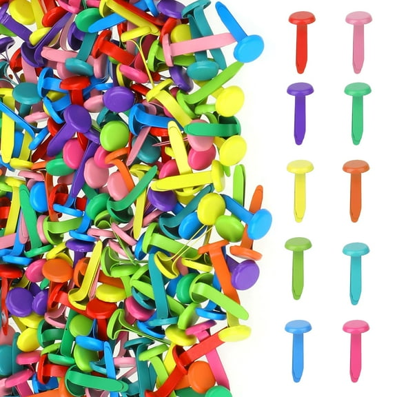 200Pcs Multicolor Metal Brads Paper Fasteners Pastel, 0.31×0.75inch Mini Round Split Pins Brad Pins for Paper Crafts Scrapbooking Art Crafting Project Decorative DIY Supplies