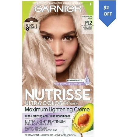 Garnier Nutrisse Ultra Color Nourishing Hair Color Creme, Mascarpone Creme PL2, 1 (Best At Home Bleaching Kit For Dark Hair)