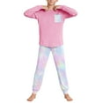 thumbnail image 4 of Conjuntos de blusa y camisa de manga larga con cuello redondo para niños y niñas de 5 a 14 años con estampado y bolsillo. Conjunto de top y pantalón de manga larga., 4 of 9