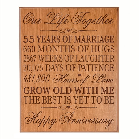 55th Wedding Anniversary Wall Plaque - Our Life Together - 12x15 (Cherry Veneer)