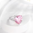 thumbnail image 3 of Juwaliy 5Ct Women Heart Ring 925 Sterling Silver Dolphin October Birthstone Tourmaline Pink Solitaire Ring Jewelry Mother Birthday Valentine's Day Gifts, 3 of 10