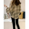 thumbnail image 5 of Women Casual Button Down Shirt Turn Down Collar Striped Loose Long Shirt, 5 of 5