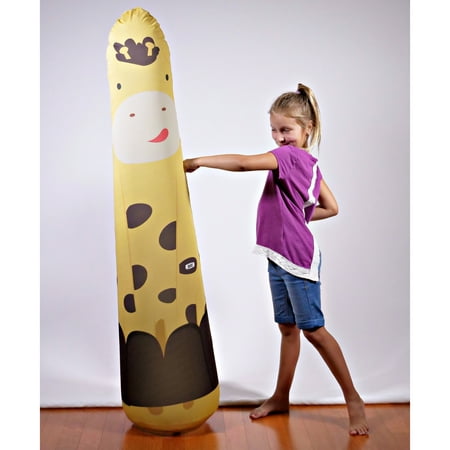 Kid Tough Fitness Inflatable 5FT Free-Standing Punching Bag + Machine Washable Fabric Cover Hunter Giraffe Kids Workout Buddy by Bonk
