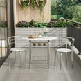 thumbnail image 3 of Lacoo 3-Piece Small Dining set, Table and Chair Set for 2 ,for Living Room, Dining Room, Kitchen, Marble & Sliver, 3 of 7