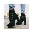 thumbnail image 3 of Fangasis Women Block Heels Bootie Mid Top Ankle Boots High Heel Booties Walking Casual Winter Shoes Black 7, 3 of 3