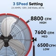 thumbnail image 3 of 24 Inch Drum Fan Pro Series - High Velocity Floor Drum Fan with Handle Caster for , Warehouse, Covered Patio, Shop, Garage, Barn, 3 Speed 8800 CFM UL Safety Listed, 3 of 18