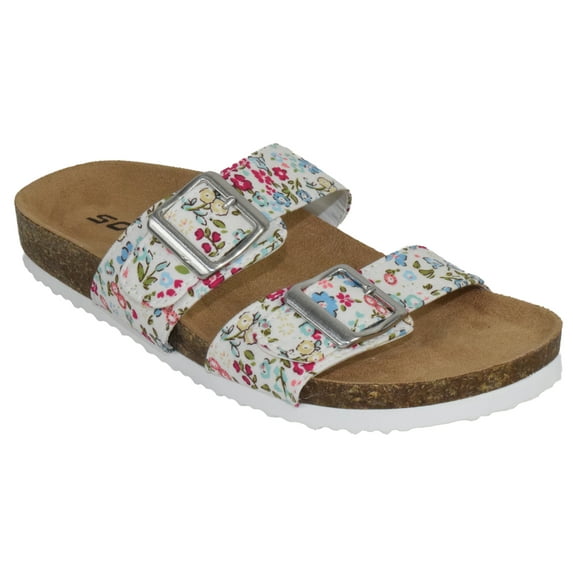 Soda Shoes Women Jesus Sandals Footbed Double Strap Functional Buckles Gladiator DUNYA-S Magenta White Floral 11