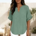 thumbnail image 6 of Kezqiaxn Short Sleeve Tops for Women Summer V-Neck Business Work Blouses Loose Casual Shirts Fashion Clothing, 6 of 9