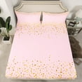 thumbnail image 7 of jejeloiu Diamond Queen Sheet Sets,Glitter Print Flat Sheet,Pink Gold Queen Fitted Sheet For Girls,Breathable Bedroom Decor,4-Piece, 7 of 7