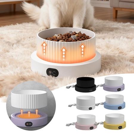 Outside Heated Bowl Large Heated Water Bowl ,Outdoor Thermostatic Heated Cat Bowl ,Large Ceramic Anti-Freeze Dish for Cat Dog Chicken Rabbit Goose Squirrel,4.65x7.87inch(11.8x20cm),White