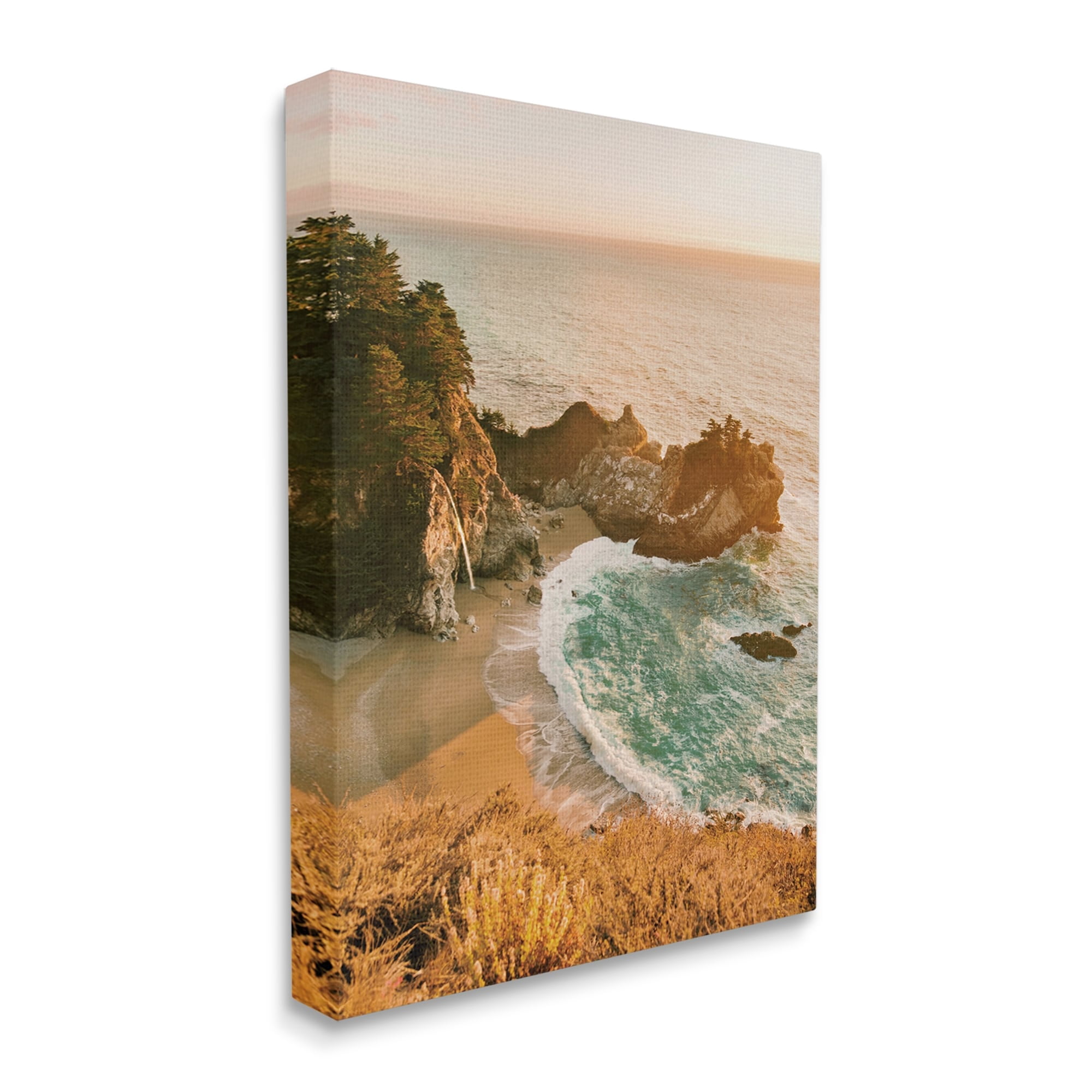 Stupell Industries Waves Crashing Rocky Cove Coastal Photography Gallery Wrapped Canvas Print Wall Art