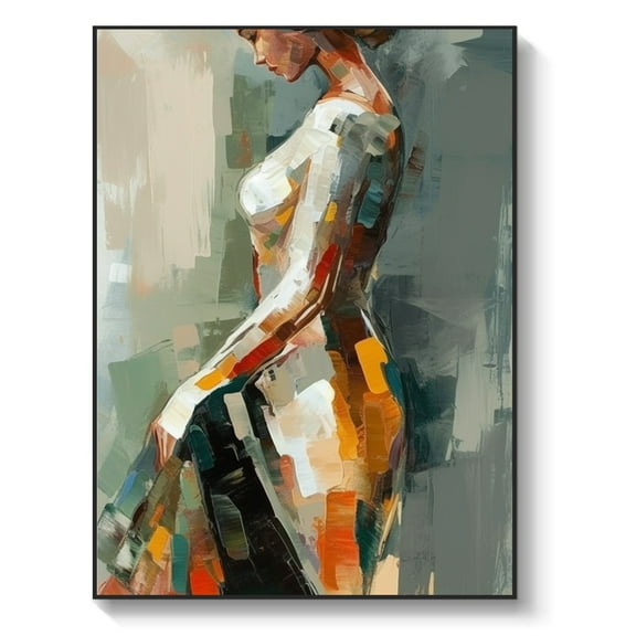 Abstract handmade back oil painting, handmade oil painting, original female back abstract painting modern girl wall art decoration,61*46cm (24*18) inches, unstretched frameless