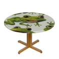 thumbnail image 3 of PIKWEEK  Round Vinyl Fitted Tablecloth with Flannel Backing Elastic Table Cloth Waterproof Oil-Proof Plastic Table Cover Frog Cartoon Cute Round Tablecloth, 3 of 7
