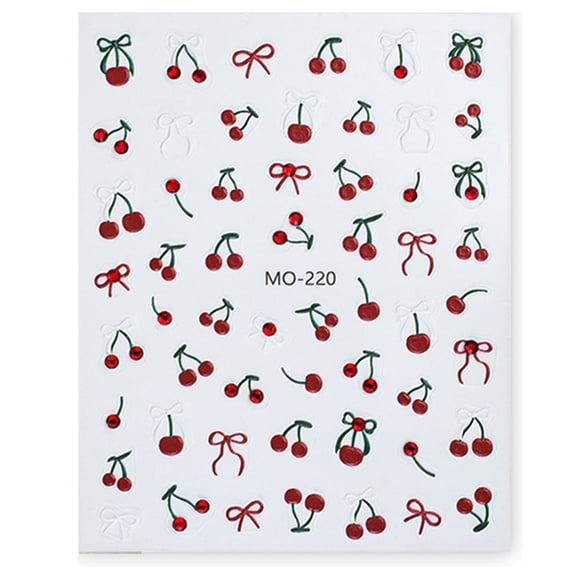 1 Sheet Nails Art Stickers Decals Self-Adhesive Cute Fruits Decoration Accessories for Girls and Women