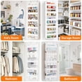 thumbnail image 5 of PLUMEBAY Over The Door Organizer, 5 Layer Hanging Storage with Clear Window and Mesh Side Pockets, White, 5 of 7
