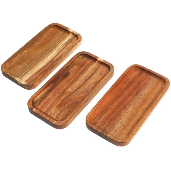 3 Pcs Acacia Wooden Pallet Coffee Table Tray Couch Tray Wooden Tray Food Serving Tray