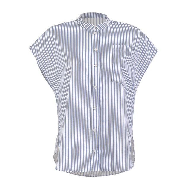 Blusa George para Mujer, Kimona con Cuello Mao, Aletilla y Ruedos Redondeados Azul Talla EG