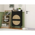 thumbnail image 4 of Natural Rattan 2 Door 1 Drawer Shoe Cabinet Black, Double Layer, Ideal for Hallway Storage, 4 of 12