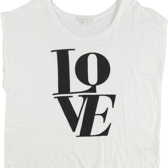 Forever 21 Womens Love Graphic T-Shirt, White, Small