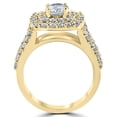 thumbnail image 3 of Pompeii 3ct Diamond Engagement Wedding Double Cushion Halo Trio Ring Set 10k Yellow Gold, 3 of 3