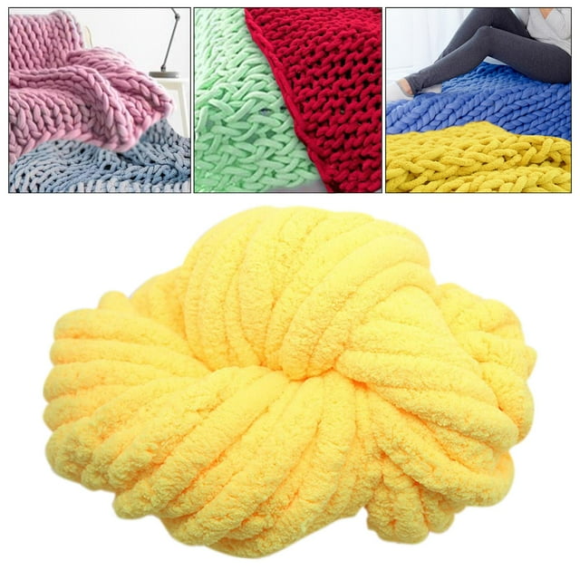 Hilo grueso de chenilla, hilo súper voluminoso, hilo grueso lavable, fibras acrílicas para cama, brazo de ganchillo, cojín para sofá tejido Amarillo Macarena Hilo de chenilla grueso
