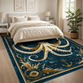 thumbnail image 3 of ODIKA 8'x10' Washable Area Rug Octopus Koi Vintage Nautical Tentacle Compass Border Cartoon for Dining Room, Large Office, Lounge, Non-Slip Chair-Friendly Mat, 3 of 7