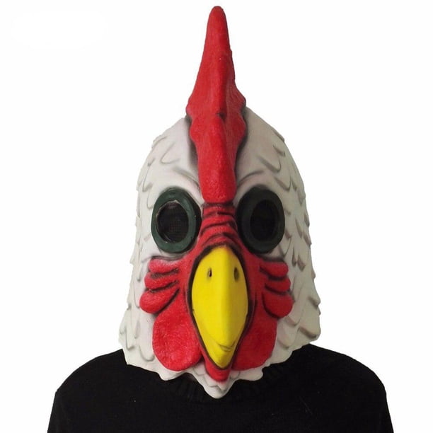 Divertida máscara blanca con forma de pavo y pollo con forma de animal de látex para adulto