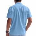 thumbnail image 4 of Men's Waffle Texture Polo Collar Casual T-Shirt - Breathable Solid Color Short Sleeve Top for Office Casual, Weekend Errands and Lightweight Comfort,Light Blue M, 4 of 5