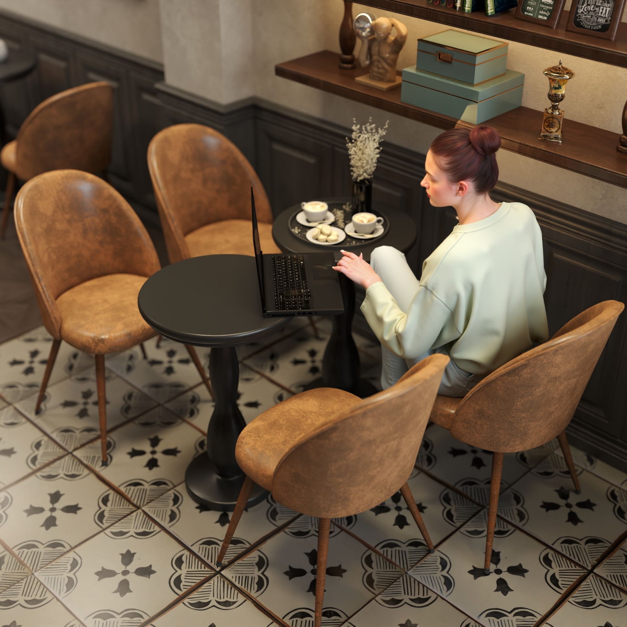 Homy Casa Desk Chairs Set of 2, Upholstered Home Office Reception Guest Chairs, Brown