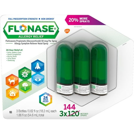 FLONASE Allergy Relief Nasal Spray (144 sprays per bottle, 3