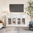 thumbnail image 6 of Holliwill 63" Modern Buffet Cabinet with 2 Drawers and 4 Glass Doors, Large Sideboard Kitchen Storage Cabinets Coffee Bar Cabinet for Living Room Dining Room, White, 6 of 10