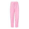 thumbnail image 6 of Qcmgmg Fleece Sweatpants Womens Plus Wide Straight Leg Athletic Lounge Baggy Pants Women Fall Fashion Women's Joggers High Waisted Petite Cargo Women Sweat Pants with Pockets Pink L, 6 of 7