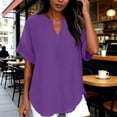 thumbnail image 3 of TGSLY Women's V Neck Tops Lightweight Thin Short Sleeve Blouses Loose Fit Dressy Casual Curved Hem Solid Color Summer Tee Shirts XXL, 3 of 10