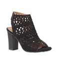 thumbnail image 3 of Trendsup Hush-03 Women's Perforated Block Heel Dressy Sandals Trendy Open Toe Mule BLACK 8.5, 3 of 4