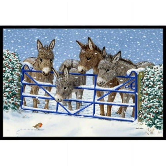 Carolines Treasures Donkeys & Robin at the Fence Indoor or Outdoor Mat - 24 x 36