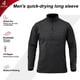 thumbnail image 3 of Camisas deportivas activas de secado rápido para hombres con cremallera de un cuarto de manga larga para correr Tops sudadera al aire libre (negro), 3 of 5