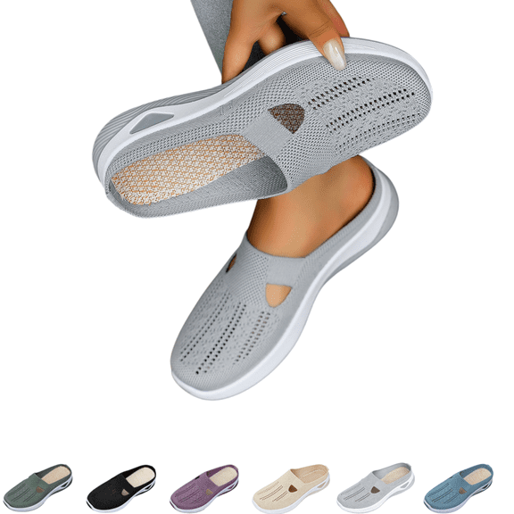 EKVAHL Orthopedic Walking Shoes for Women Woven Breathable Arch Support Shoes Anti-Skid Soft Casual Slip On Lightweight Walking Shoe