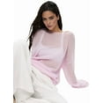 thumbnail image 2 of Women Oversized Long Sleeve Sheer Mesh Knit Sweater Tops Y2K Summer Loose Hollow Out Pullover Jumper Shirt Beach Pink L, 2 of 7
