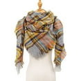 thumbnail image 4 of Ladies Plaid Triangle Scarf New Thorn Pattern Square Wrap Design, 4 of 4