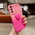 thumbnail image 2 of for Samsung Galaxy S22+ Plus Case, Cute Kawaii 3D Love Heart Gradient Color Curly Wave Frame Camera Lens Cover Shockproof Soft Silicone S22 Plus Phone Case 6.6" for Women (Hot Pink), 2 of 6