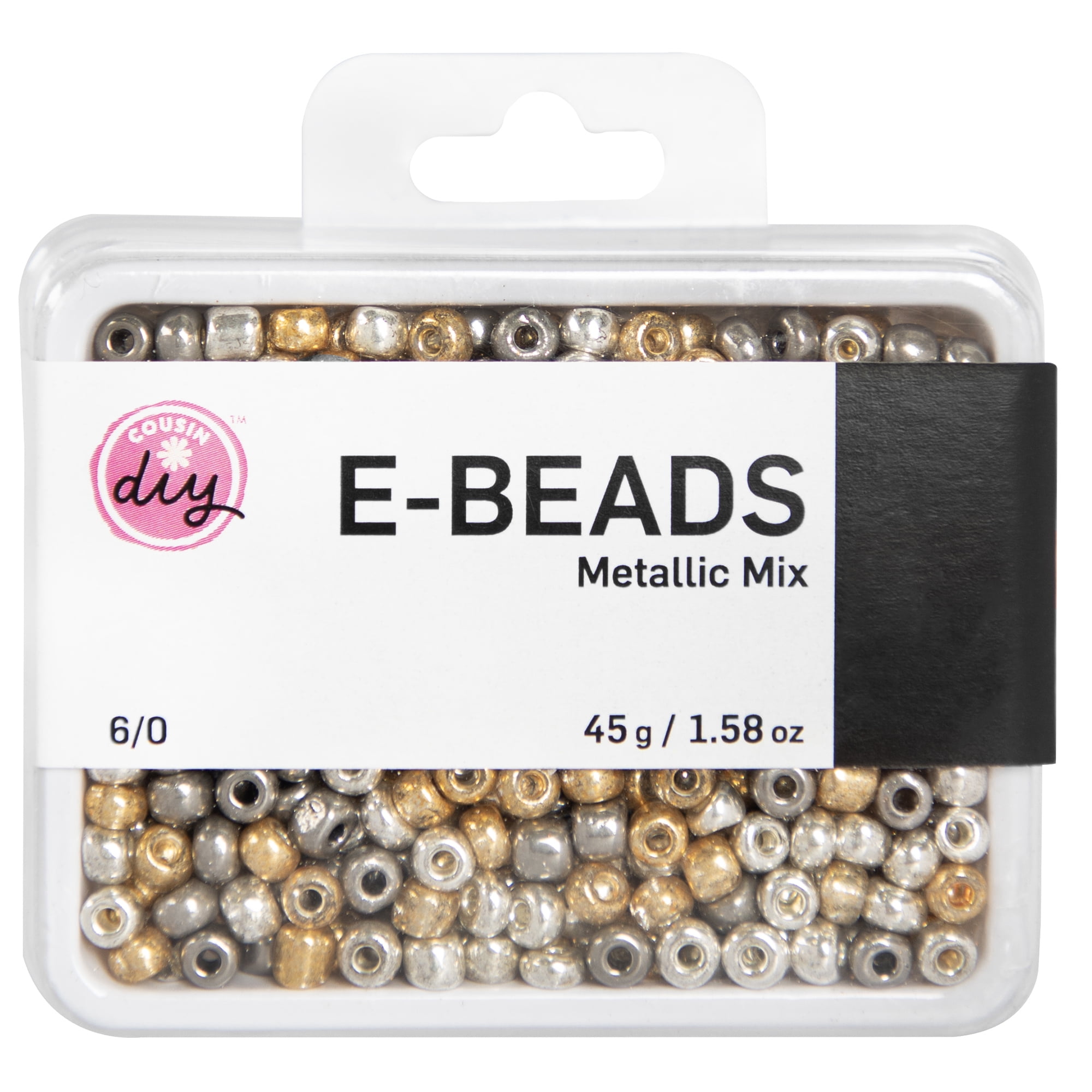 Cousin DIY E-Bead Mini Black Metal Mix Seed Beads for Jewelry Making and Crafts
