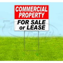 Commercial Property For Sale Or Lease (18" x 24") Yard Sign, Includes Metal Step Stake