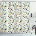 thumbnail image 1 of Tropical Shower Curtain, Childish Cartoon Style Toucan Palm Tree and Coconuts Wild Nature of Hawaii Pattern, Fabric Bathroom Set with Hooks, 69W X 70L Inches, Multicolor, by Ambesonne, 1 of 3