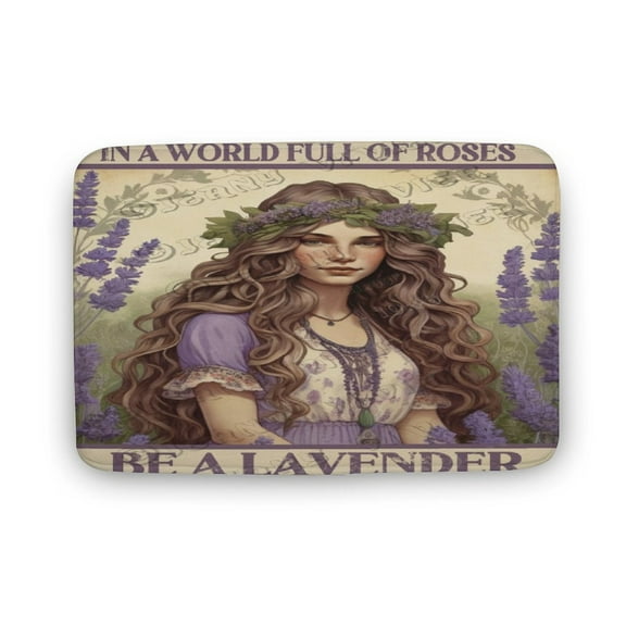 Positive Quote Lavender Girl Print Bath Rug, Coral Velvet, 20"x32",Machine Washable Bath Mats for Bathroom Floor, Tub and Shower, Home Decor Accessories